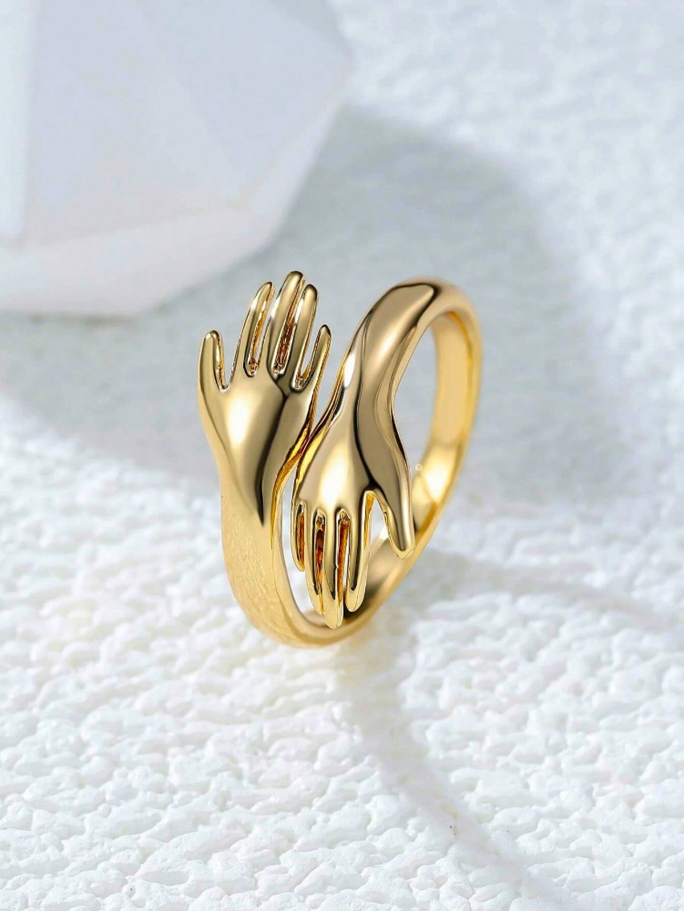 Gold-Plated Palm Hug Ring – Adjustable Chunky Statement Ring for Women