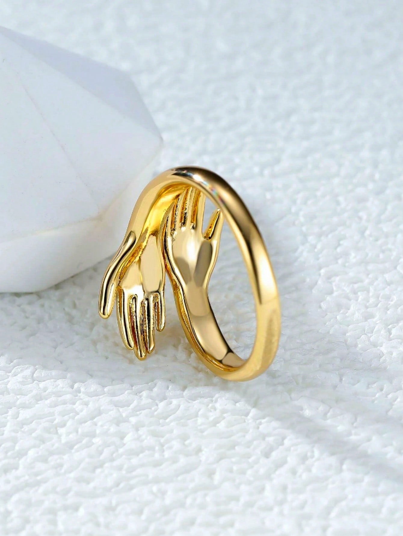 Gold-Plated Palm Hug Ring – Adjustable Chunky Statement Ring for Women