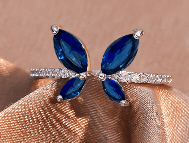 Cubic Zirconia Butterfly Adjustable Ring