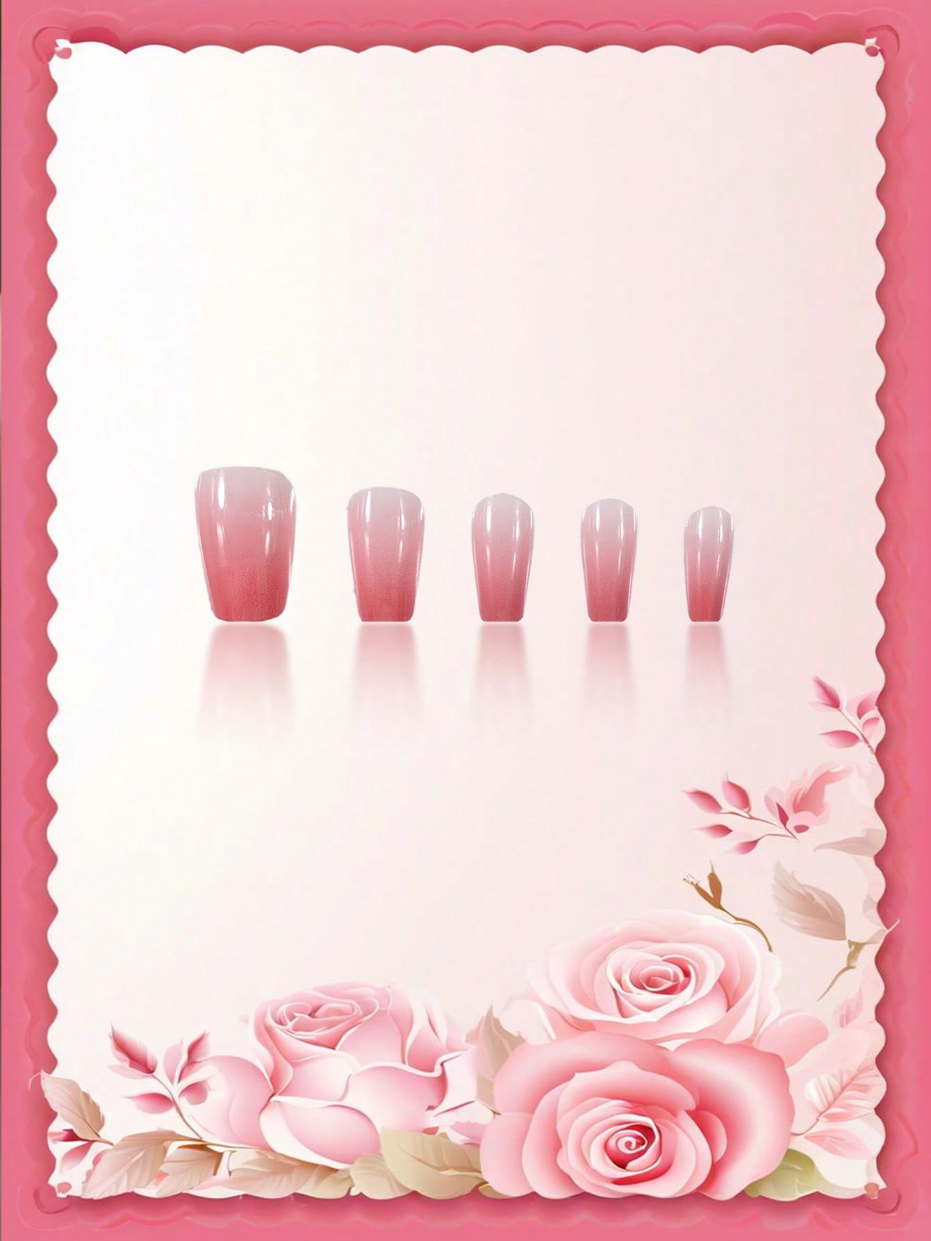 24-Piece Coffin Shaped False Nails with Peach Ombre Gradient – Includes Jelly Gel & Nail File