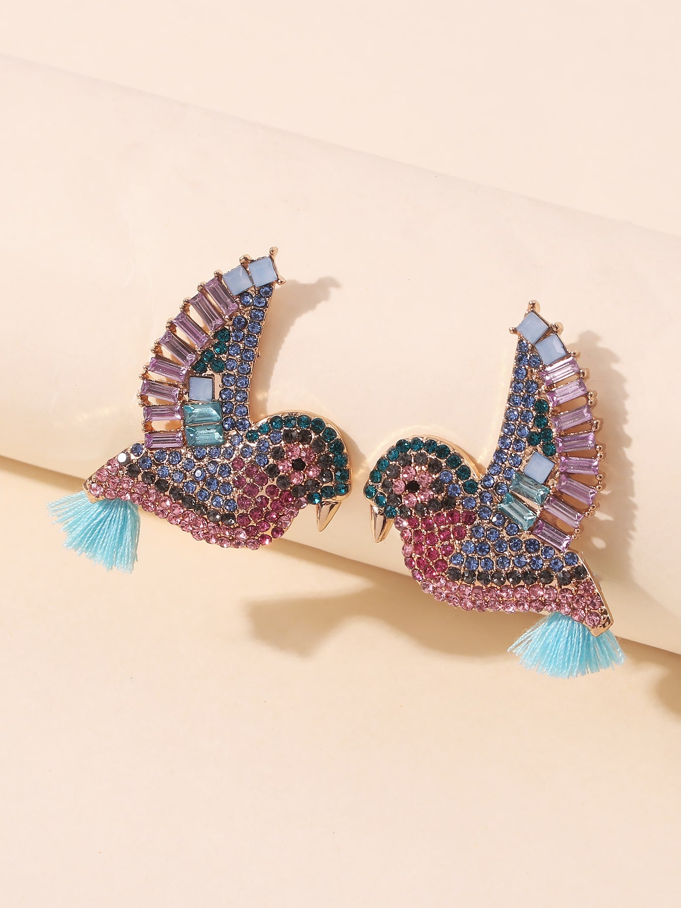 Mydear Rhinestone Bird Design Stud Earrings Premium Luxury Quality