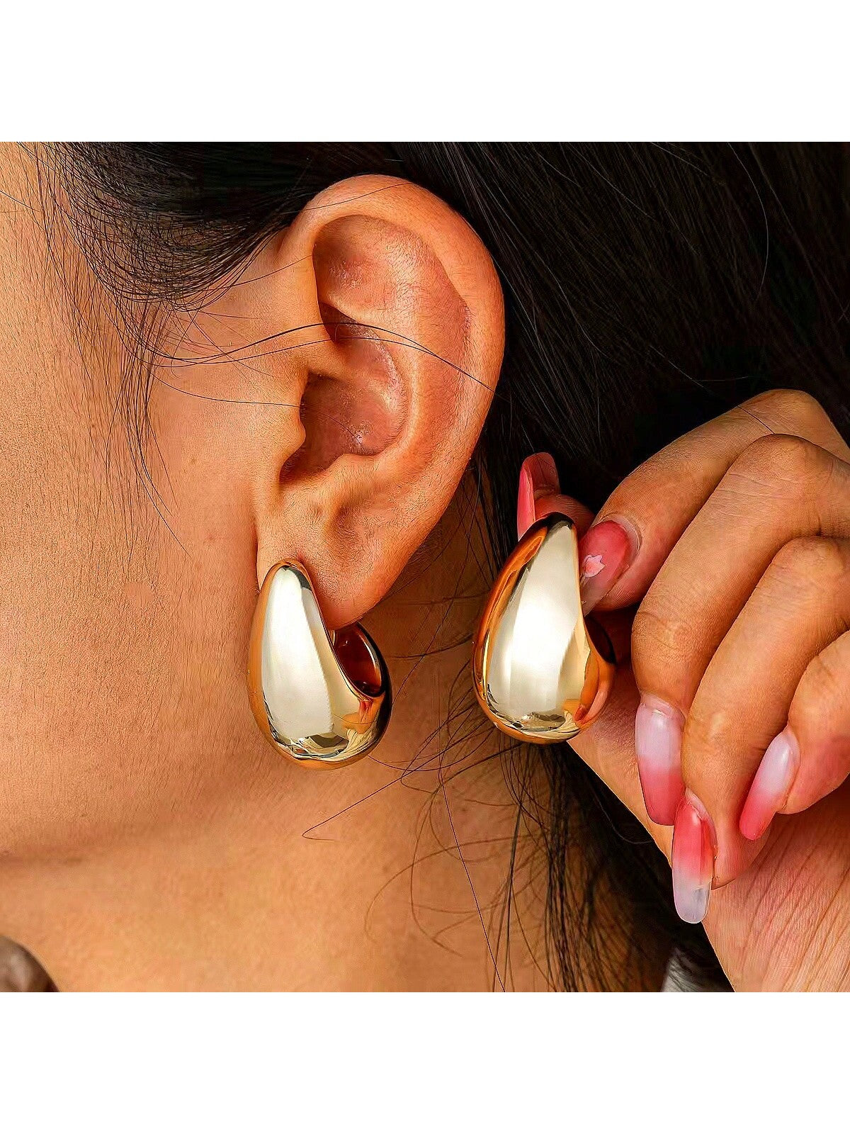 European & American Style Gold-Plated Water Drop Dangle Earrings – Trendy & Minimalist