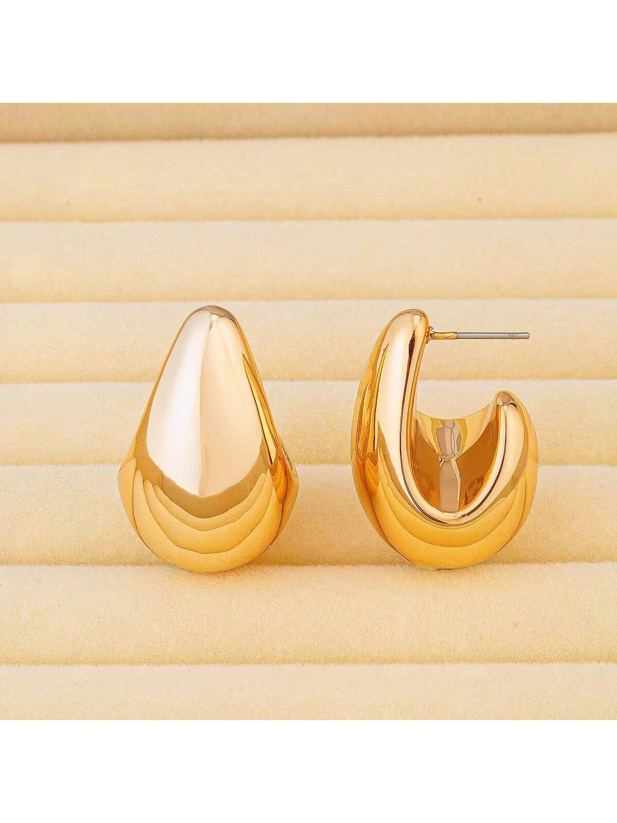 European & American Style Gold-Plated Water Drop Dangle Earrings – Trendy & Minimalist