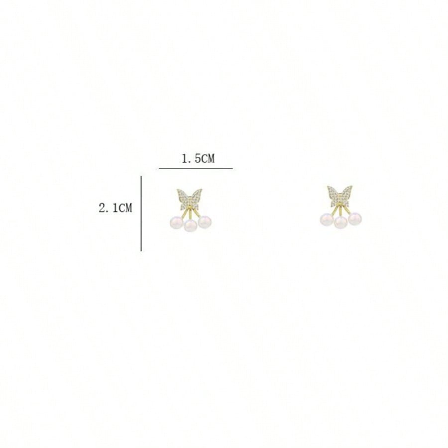Unique Butterfly & Pearl Stud Earrings – Elegant Daily Wear for Women