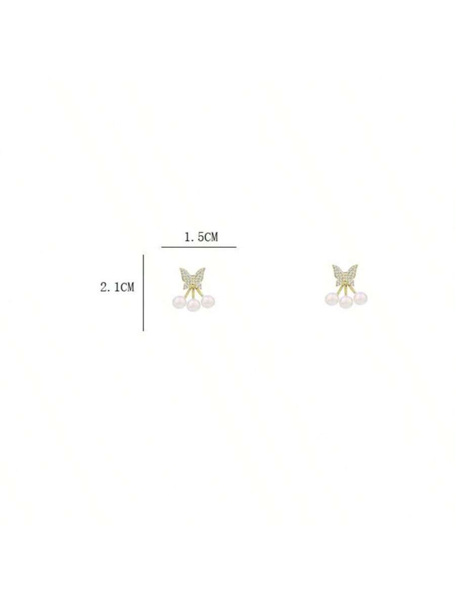 Unique Butterfly & Pearl Stud Earrings – Elegant Daily Wear for Women