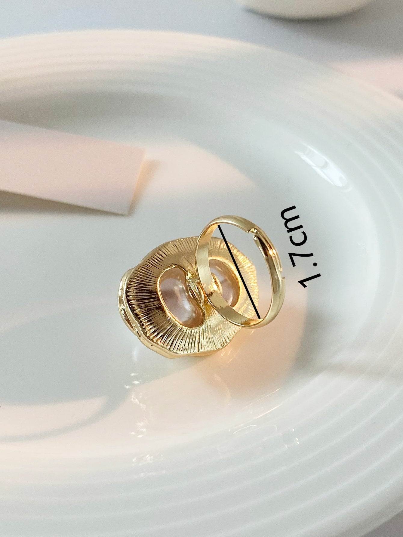 Asymmetrical Geometric Pearl Ring – Adjustable Open Design for Daily Wear