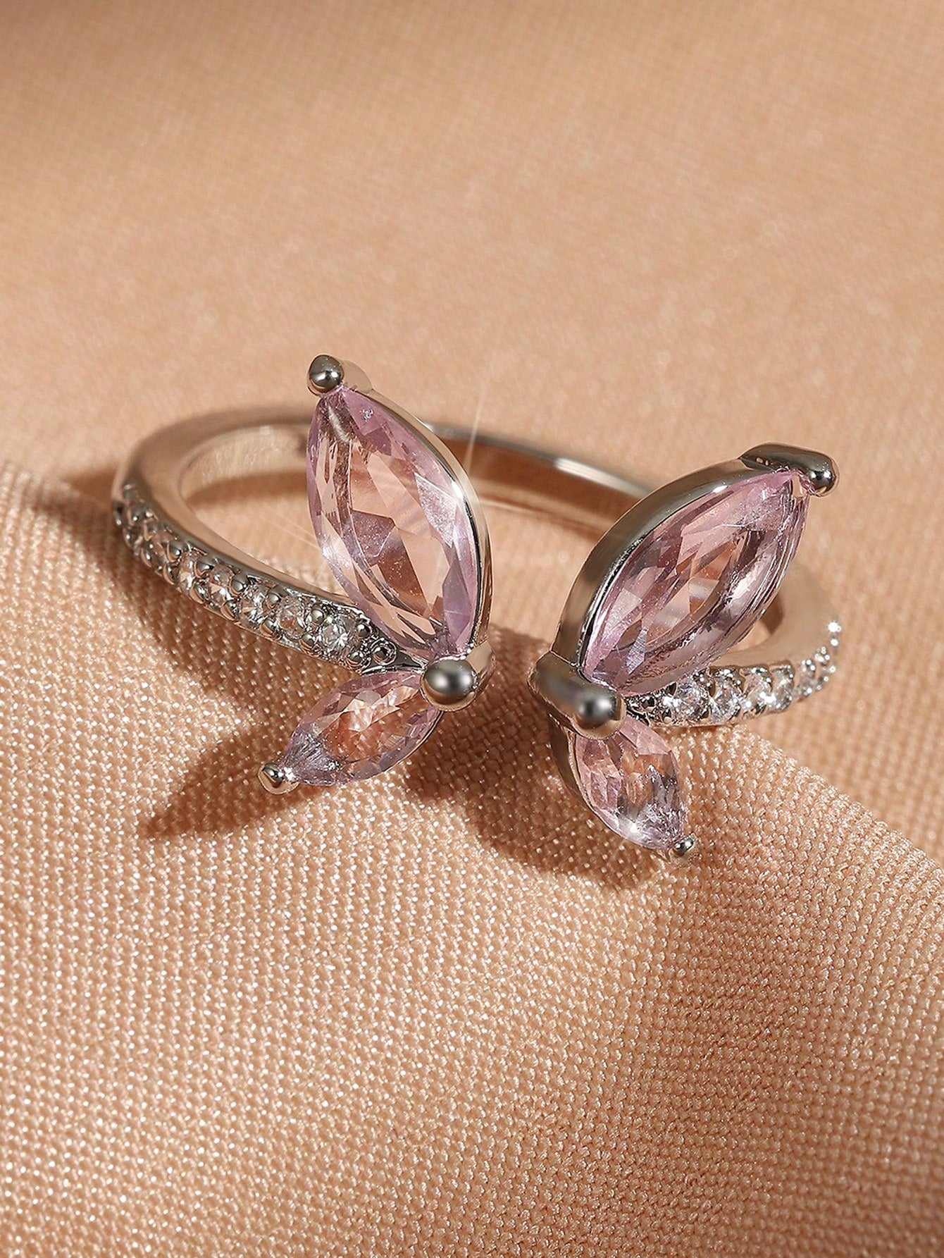 Cubic Zirconia Butterfly Ring – Adjustable Size