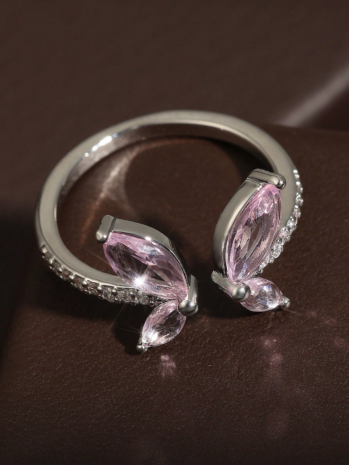 Cubic Zirconia Butterfly Ring – Adjustable Size