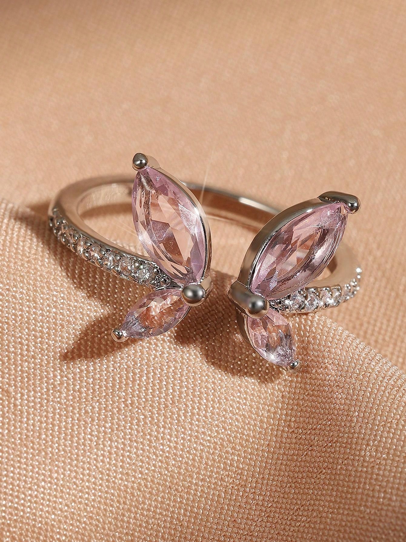 Cubic Zirconia Butterfly Ring – Adjustable Size