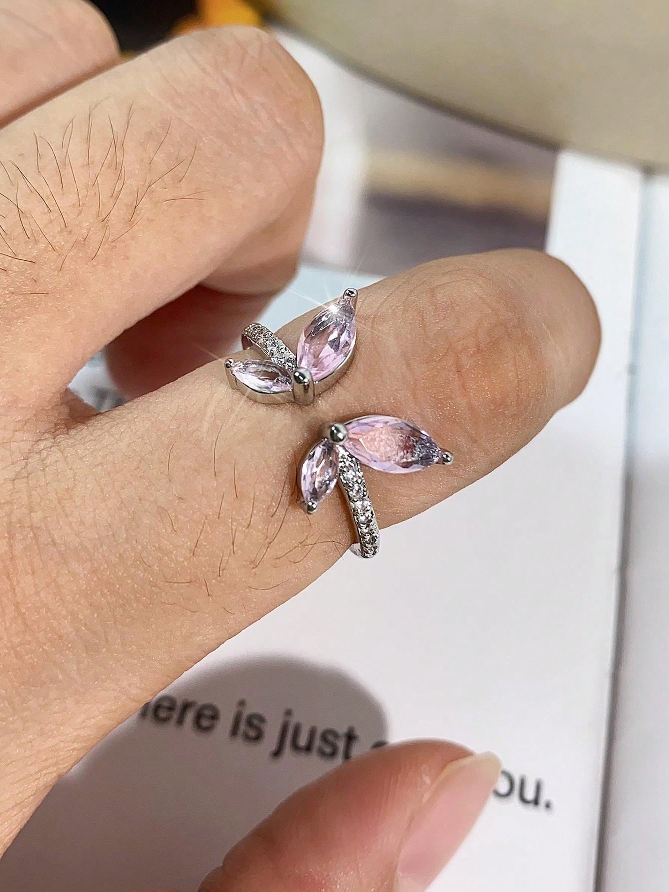 Cubic Zirconia Butterfly Ring – Adjustable Size
