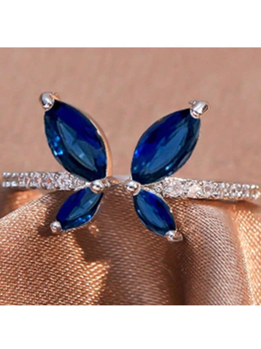 Cubic Zirconia Butterfly Adjustable Ring