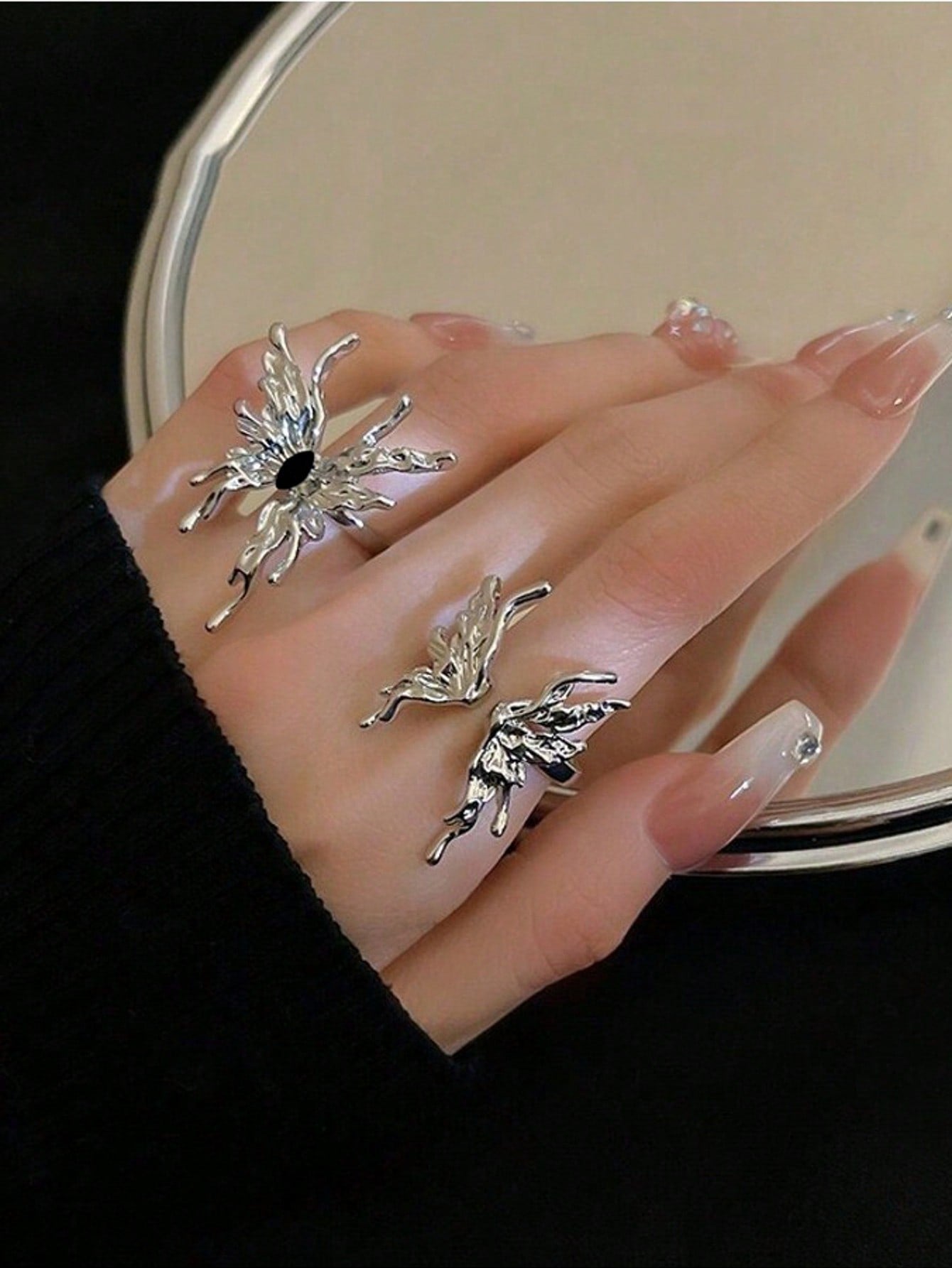 Exaggerated Liquid Butterfly Open Ring