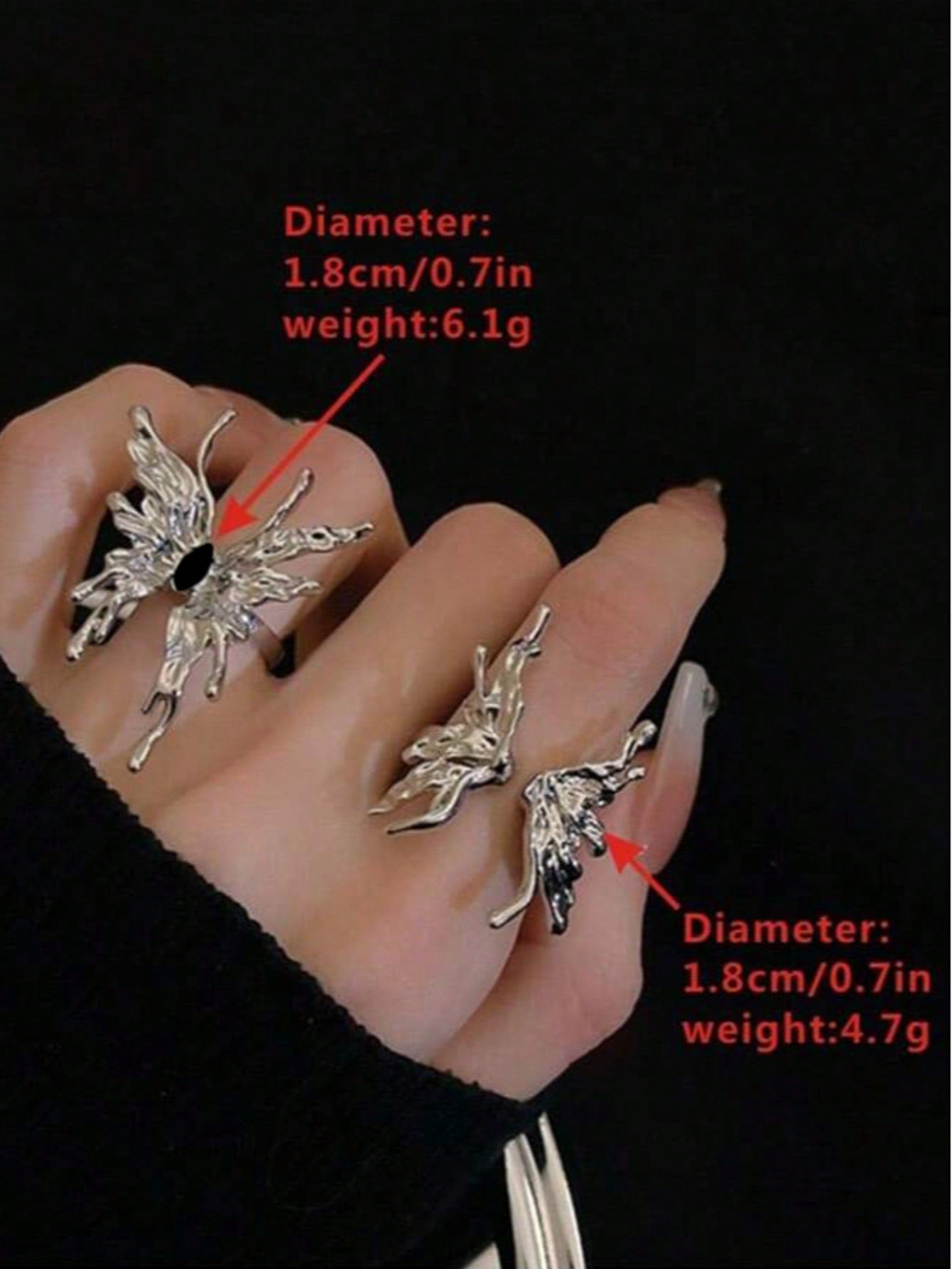 Exaggerated Liquid Butterfly Open Ring
