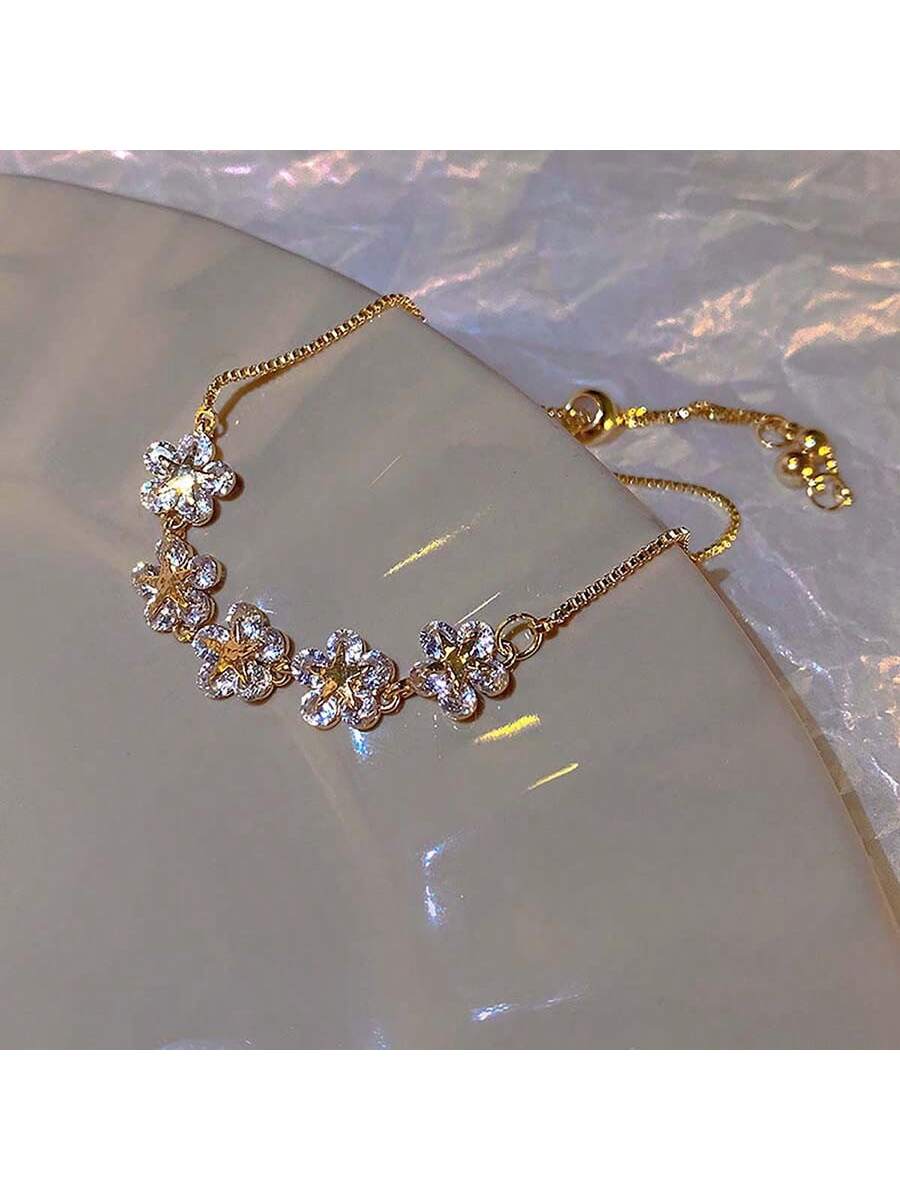 Snowflake Design Drawstring Bracelet with Rhinestones