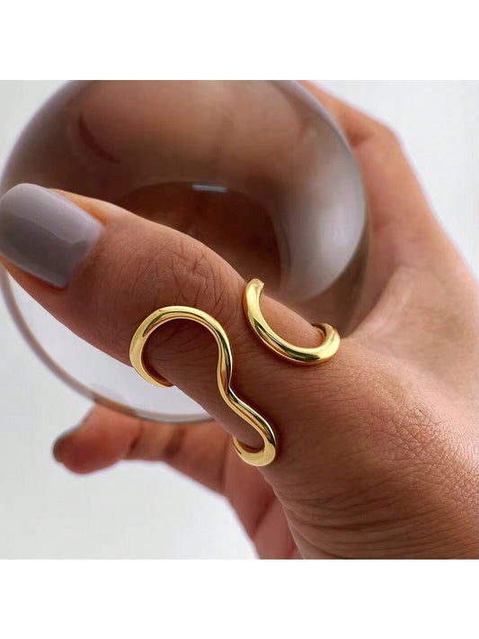Stainless Steel Gold Color Exaggerated Charm Ring