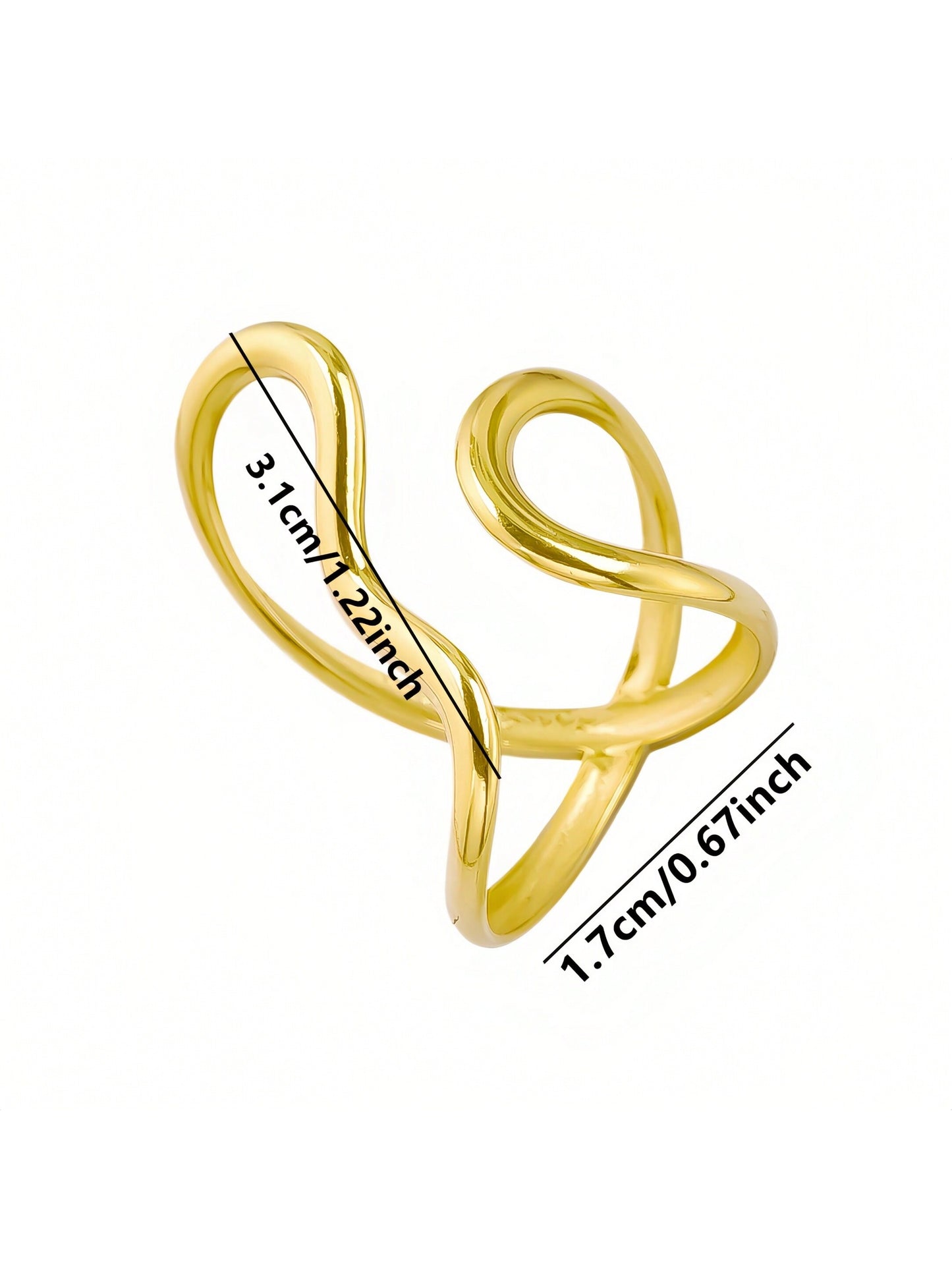 Stainless Steel Gold Color Exaggerated Charm Ring