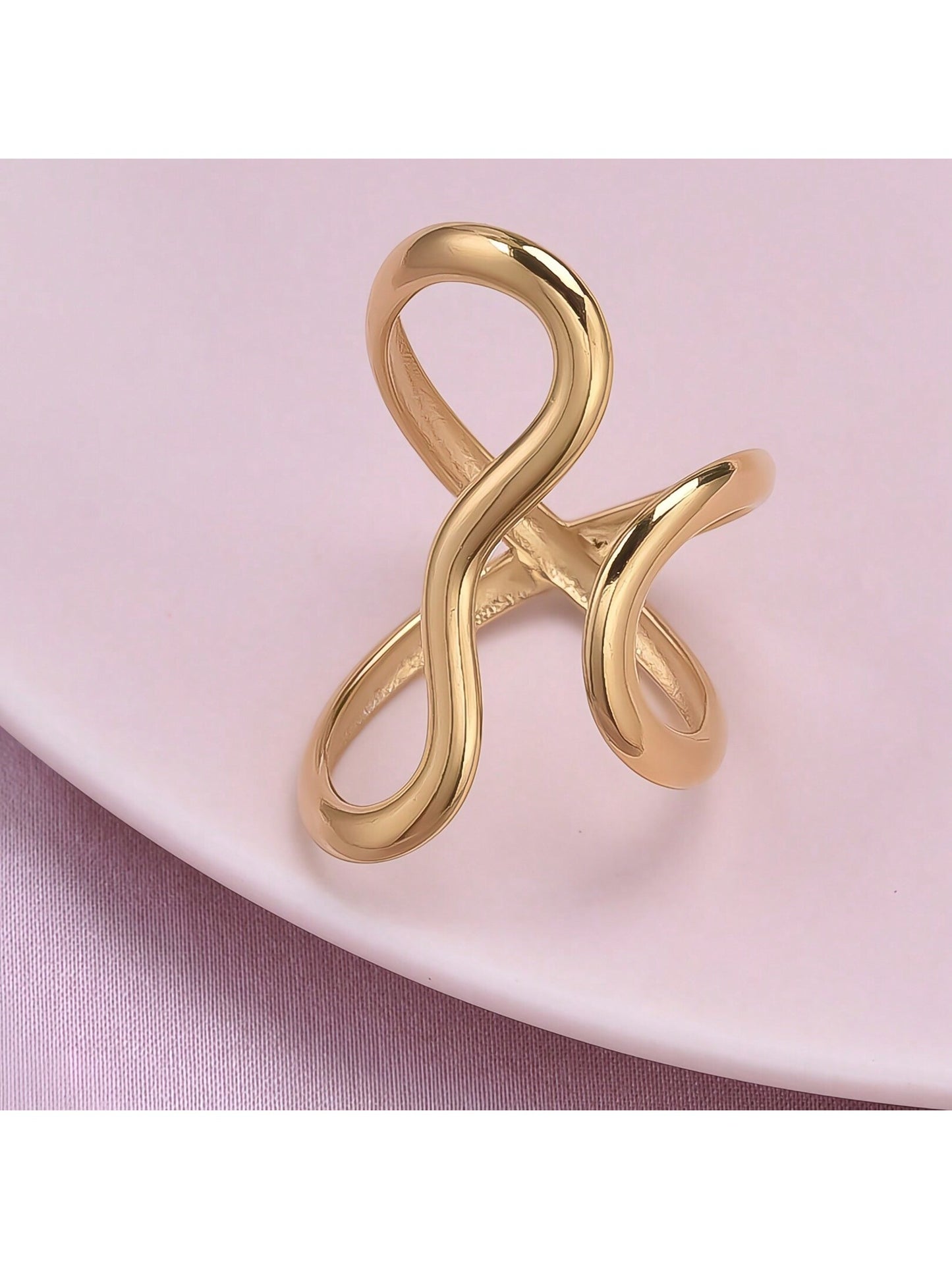 Stainless Steel Gold Color Exaggerated Charm Ring