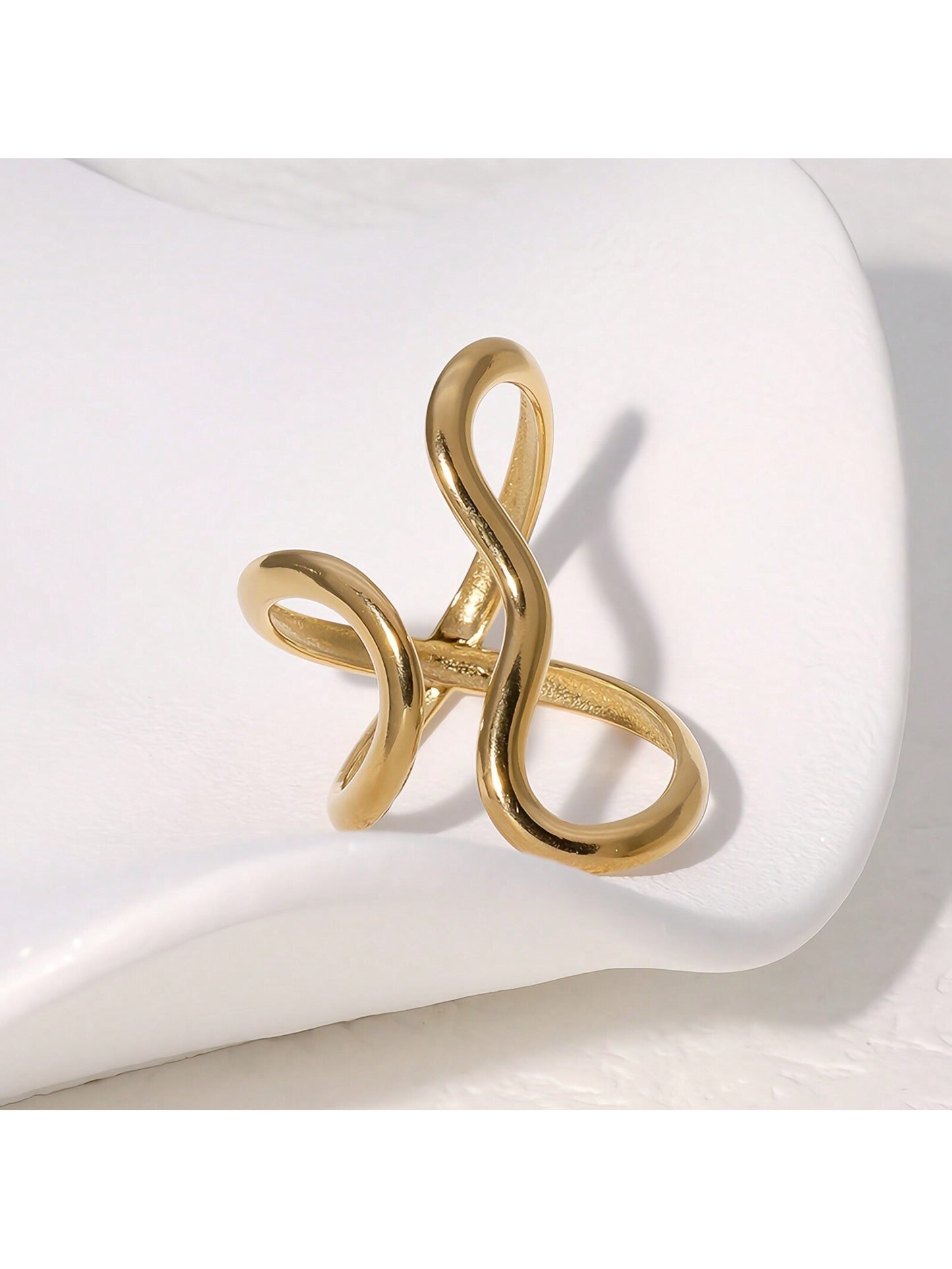 Stainless Steel Gold Color Exaggerated Charm Ring