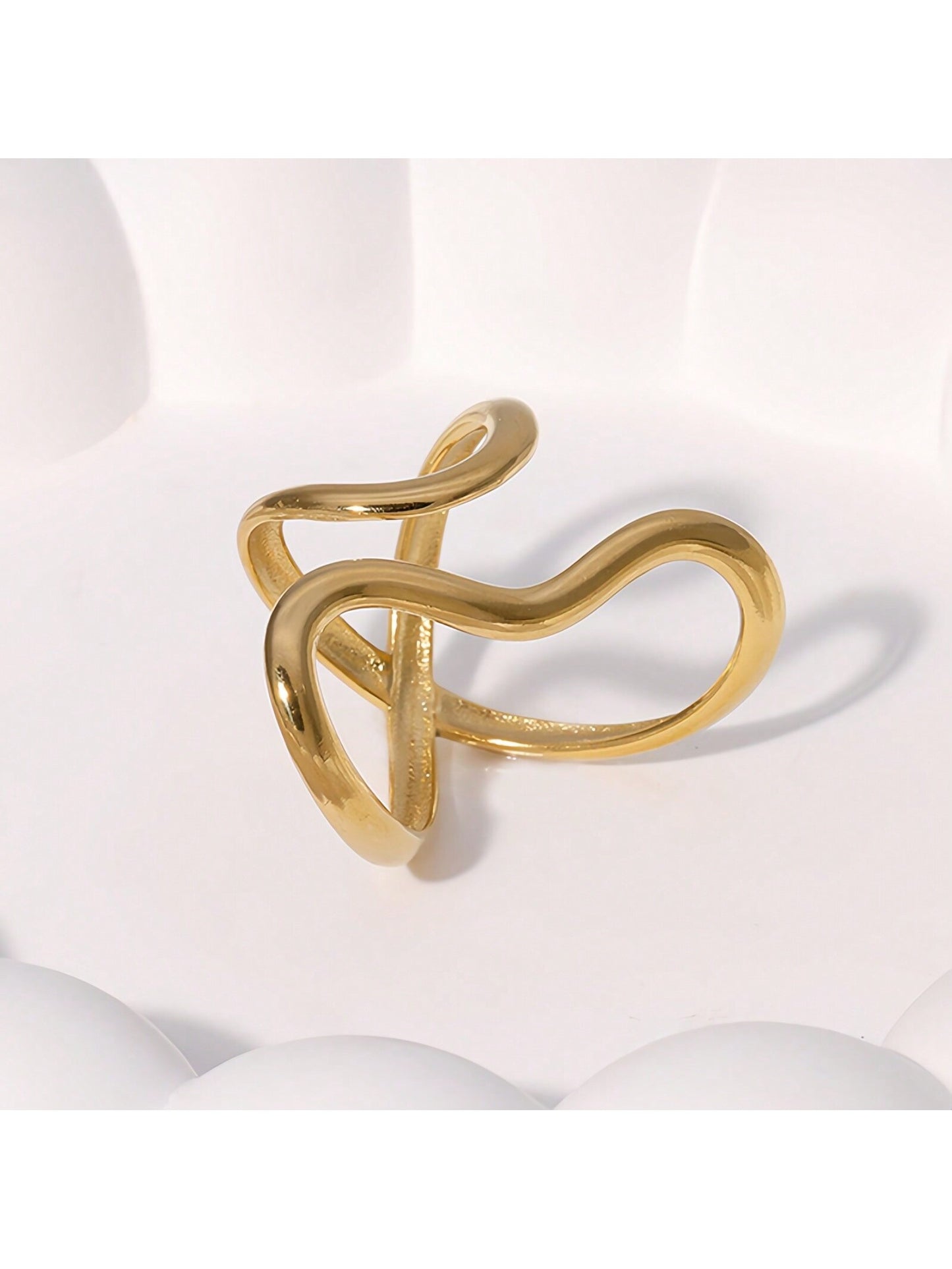 Stainless Steel Gold Color Exaggerated Charm Ring