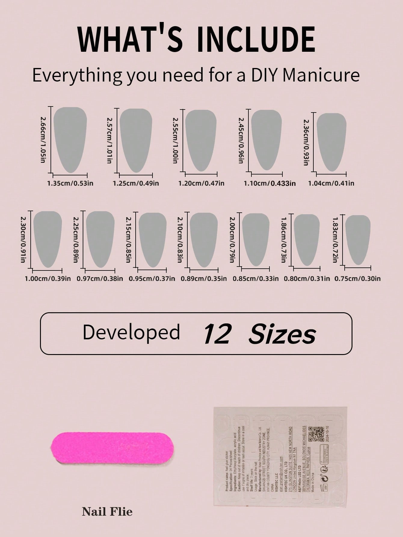 24-Piece Almond Shaped Press-On Nails with Gold Line Design – Includes Nail File & Jelly Gel
