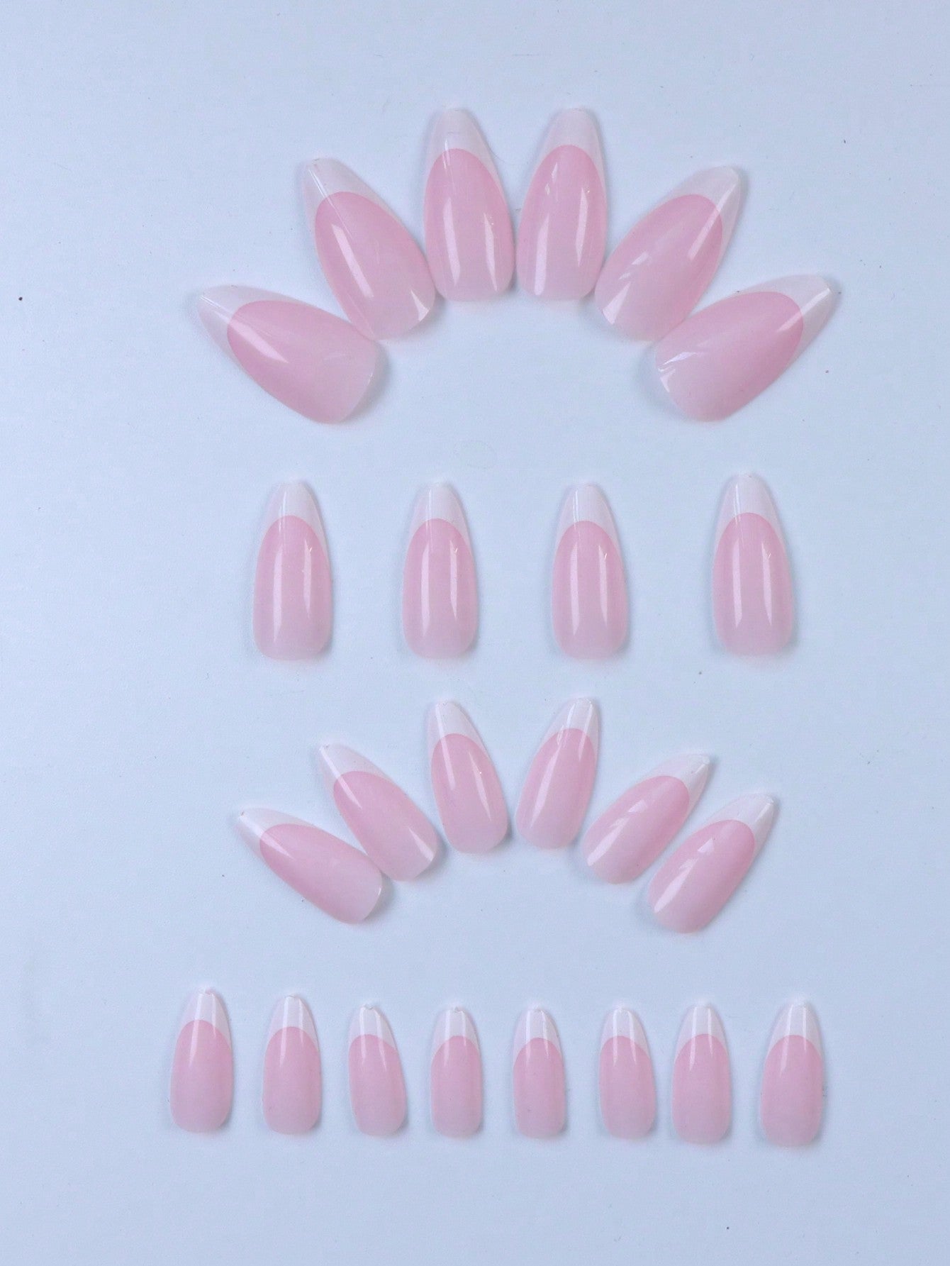 24-Piece White French Edge Almond Nails Set – Minimalist Classic Design with Jelly Glue & Nail File