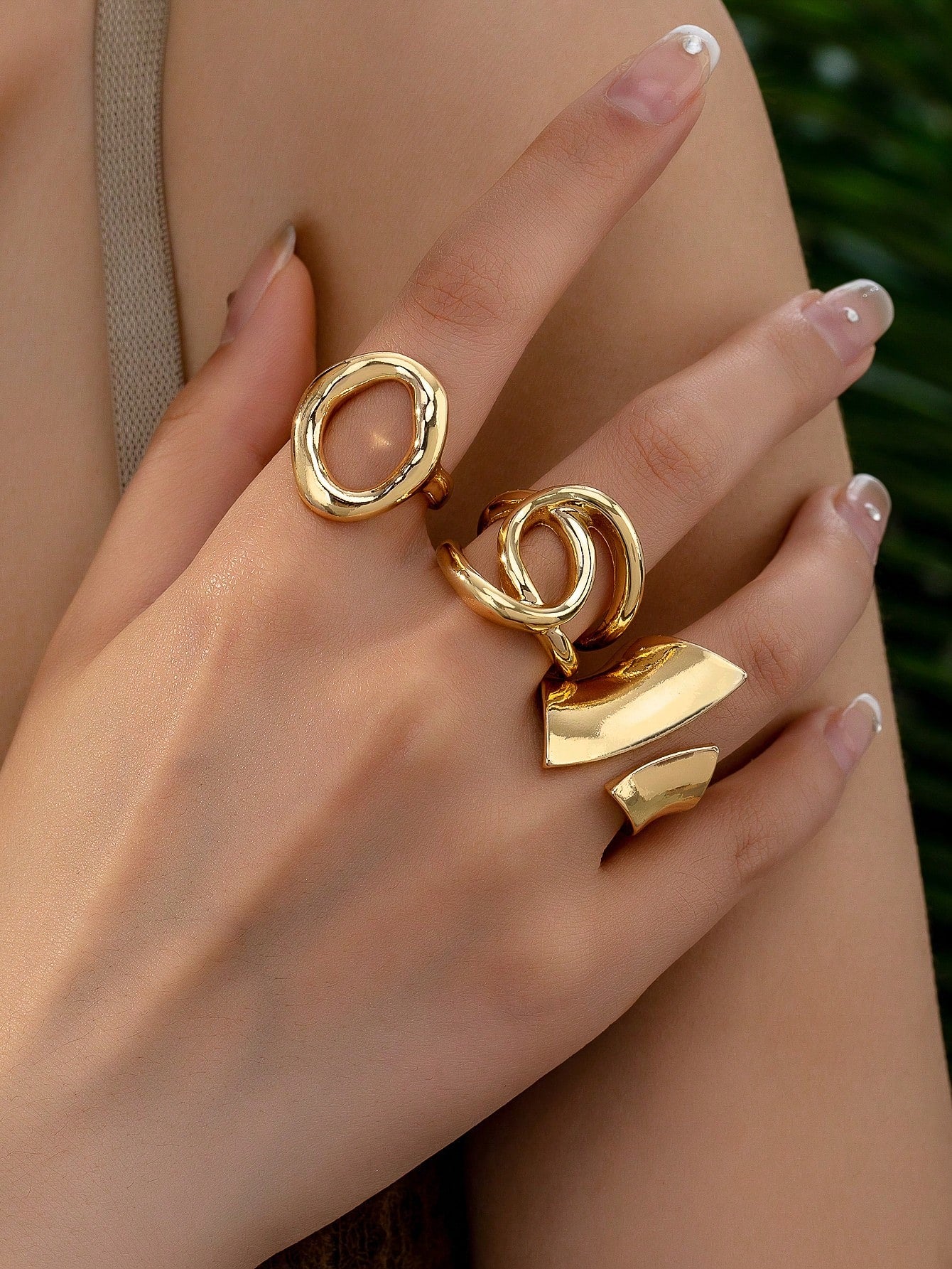 3pcsSet European Punk Style Glossy Round Opening Rings