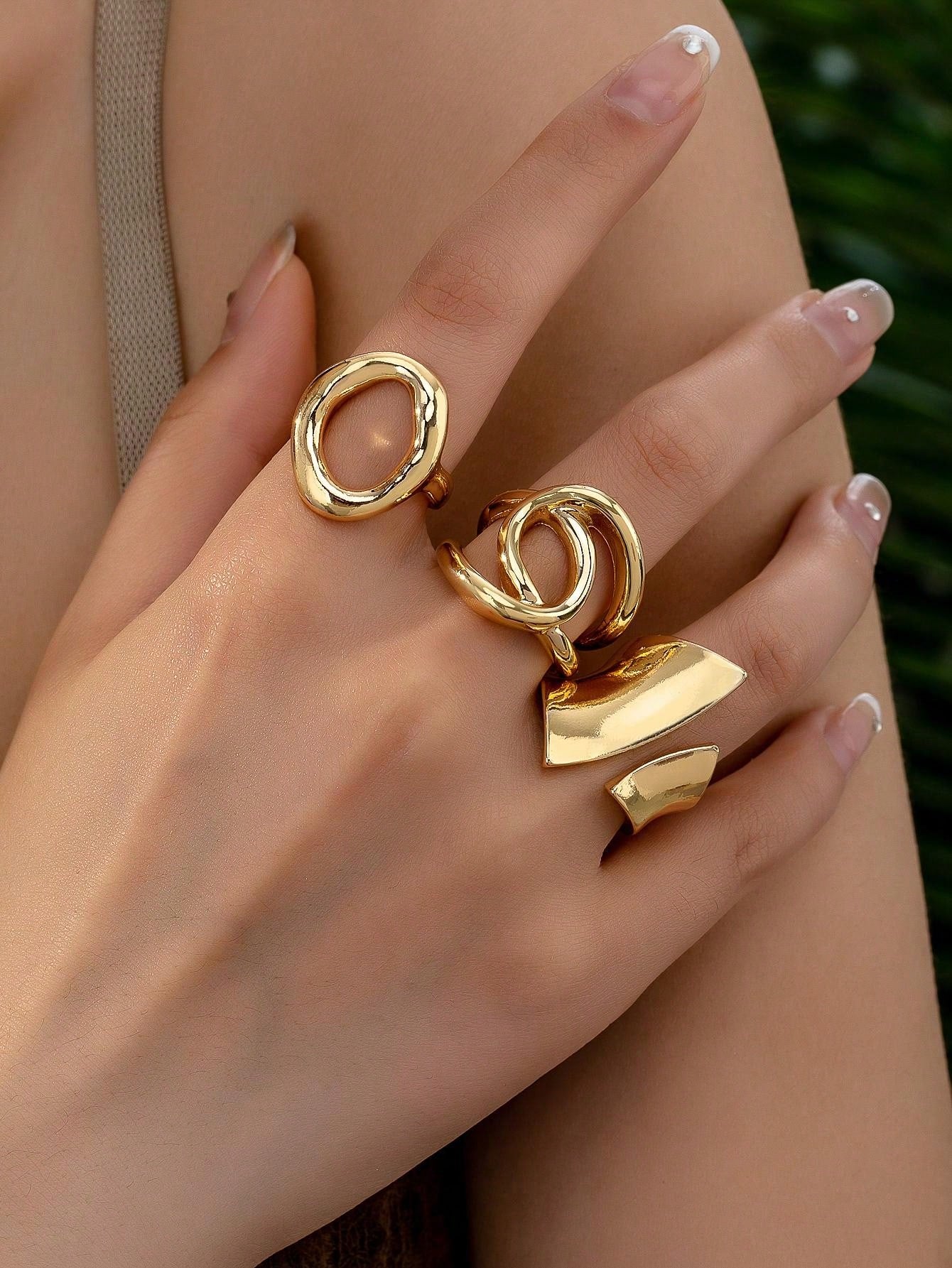 3pcsSet European Punk Style Glossy Round Opening Rings