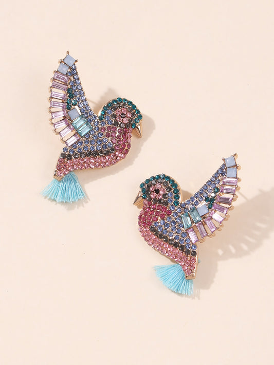 Mydear Rhinestone Bird Design Stud Earrings Premium Luxury Quality