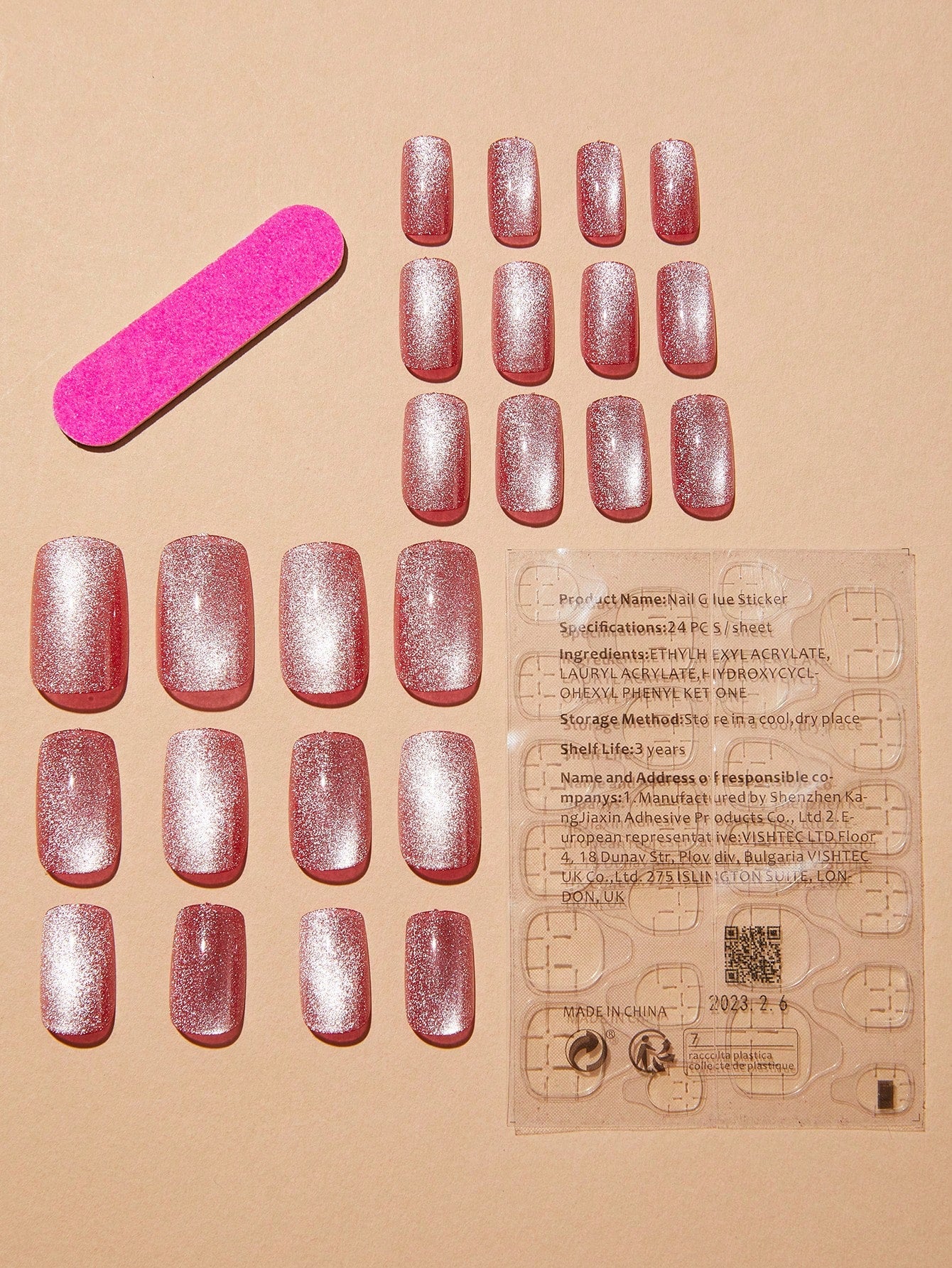 24-Piece Cat Eye Effect Glossy Almond-Shaped Press-On Nails